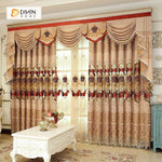 DIHINHOME Home Textile European Curtain DIHIN HOME Red Exquisite Embroidered Valance ,Blackout Curtains Grommet Window Curtain for Living Room ,52x84-inch,1 Panel