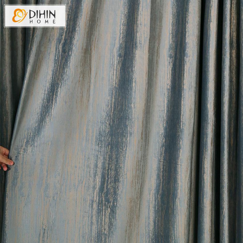 DIHIN HOME Retro Abstract Lines Jacquard Curtain,Blackout Curtains Grommet Window Curtain for Living Room ,52x63-inch,1 Panel