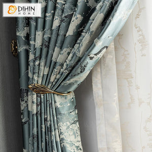 DIHIN HOME Retro Abstract Painting Jacquard Curtain,Blackout Curtains Grommet Window Curtain for Living Room ,52x63-inch,1 Panel