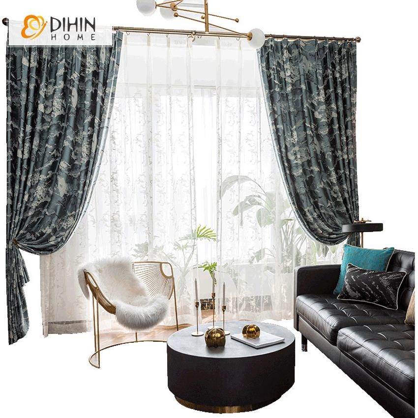 DIHIN HOME Retro Abstract Painting Jacquard Curtain,Blackout Curtains Grommet Window Curtain for Living Room ,52x63-inch,1 Panel