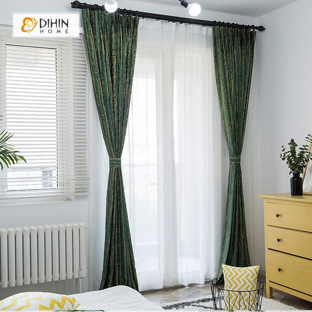 DIHINHOME Home Textile European Curtain DIHIN HOME Retro Green Italy Velvet,Blackout Curtains Grommet Window Curtain for Living Room ,52x84-inch,1 Panel