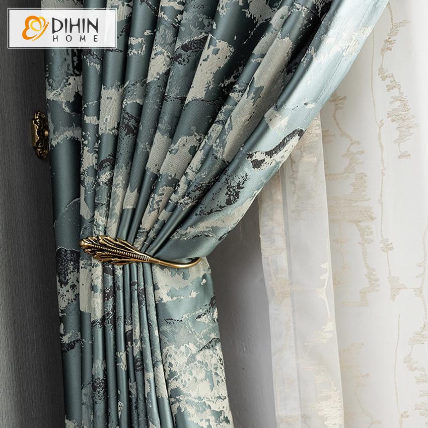 DIHINHOME Home Textile European Curtain DIHIN HOME Retro High Precision Jacquard,Blackout Grommet Window Curtain for Living Room ,52x63-inch,1 Panel