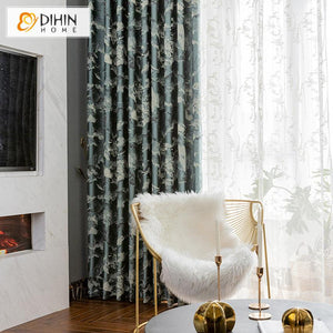 DIHINHOME Home Textile European Curtain DIHIN HOME Retro High Precision Jacquard,Blackout Grommet Window Curtain for Living Room ,52x63-inch,1 Panel