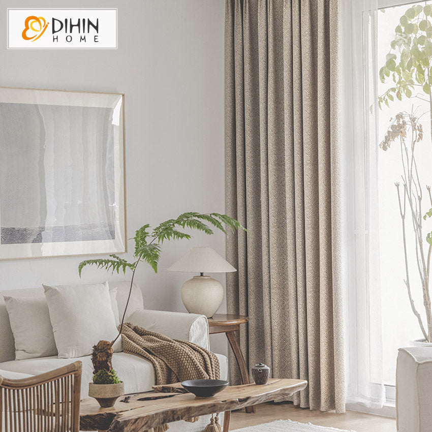 DIHINHOME Home Textile European Curtain DIHIN HOME Retro Luxury Geometric Jacquard,Blackout Grommet Window Curtain for Living Room ,52x63-inch,1 Panel