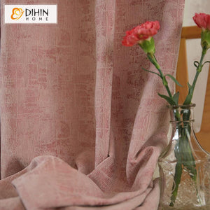 DIHINHOME Home Textile European Curtain DIHIN HOME Retro Rubber Pink Jacquard,Blackout Grommet Window Curtain for Living Room ,52x63-inch,1 Panel