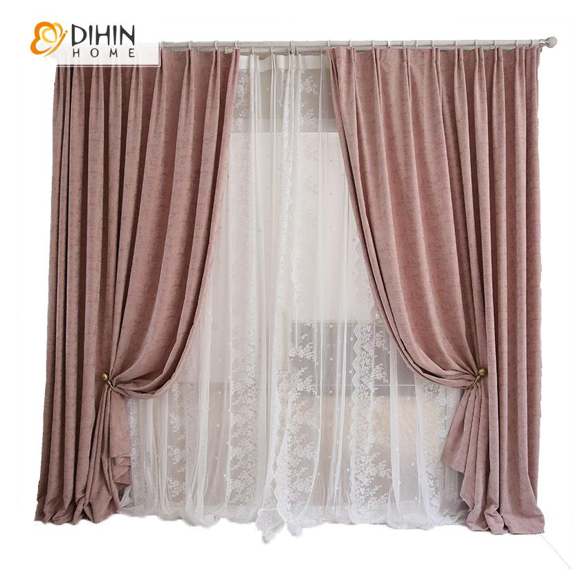 DIHINHOME Home Textile European Curtain DIHIN HOME Retro Rubber Pink Jacquard,Blackout Grommet Window Curtain for Living Room ,52x63-inch,1 Panel