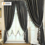 DIHINHOME Home Textile European Curtain DIHIN HOME Solid Black Velvet，Blackout Grommet Window Curtain for Living Room ,52x63-inch,1 Panel