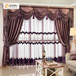 DIHINHOME Home Textile European Curtain DIHIN HOME Solid Coffee Luxurious Exquisite Embroidered Valance ,Blackout Curtains Grommet Window Curtain for Living Room ,52x84-inch,1 Panel