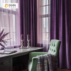 DIHINHOME Home Textile European Curtain DIHIN HOME Solid Purple Velvet,Blackout Curtains Grommet Window Curtain for Living Room ,52x84-inch,1 Panel