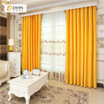 DIHINHOME Home Textile European Curtain DIHIN HOME  Solid Yellow and Decoration Embroidered Valance ,Blackout Curtains Grommet Window Curtain for Living Room ,52x84-inch,1 Panel