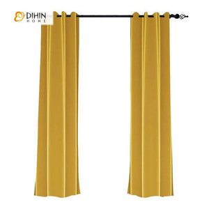 DIHINHOME Home Textile European Curtain DIHIN HOME Solid Yellow Italy Velvet,Blackout Curtains Grommet Window Curtain for Living Room ,52x84-inch,1 Panel