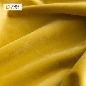 DIHINHOME Home Textile European Curtain DIHIN HOME Solid Yellow Italy Velvet,Blackout Curtains Grommet Window Curtain for Living Room ,52x84-inch,1 Panel