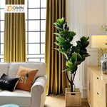 DIHINHOME Home Textile European Curtain DIHIN HOME Solid Yellow Velvet,Blackout Curtains Grommet Window Curtain for Living Room ,52x84-inch,1 Panel