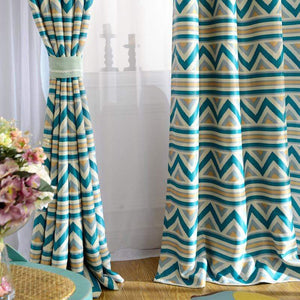 DIHINHOME Home Textile European Curtain Modern Striped Blackout Curtains Printed Window Treatment