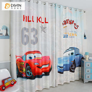 DIHINHOME Home Textile Kid's Curtain DIHIN HOME 3D Printed Cartoon Cars Blackout Curtains,Window Curtains Grommet Curtain For Living Room ,39x102-inch,2 Panels Included