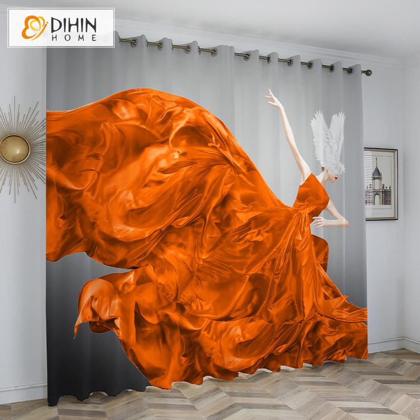 DIHINHOME Home Textile Kid's Curtain DIHIN HOME 3D Printed Dancing Girl Blackout Curtains,Window Curtains Grommet Curtain For Living Room ,39x102-inch,2 Panels Included