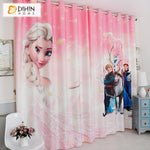 DIHINHOME Home Textile Kid's Curtain DIHIN HOME 3D Printed Pink Color Cartoon Frozen Blackout Curtains,Window Curtains Grommet Curtain For Living Room ,39x102-inch,2 Panels Included