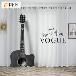 DIHINHOME Home Textile Kid's Curtain DIHIN HOME 3D Printed Vintage Guitar Blackout Curtains,Window Curtains Grommet Curtain For Living Room ,39x102-inch,2 Panels Included