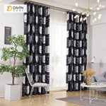 DIHINHOME Home Textile Kid's Curtain DIHIN HOME Black and White Cats Printed，Blackout Grommet Window Curtain for Living Room ,52x63-inch,1 Panel