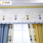 DIHIN HOME Cartoon Bears Embroidered Curtain With Valance,Blackout Curtains Grommet Window Curtain for Living Room ,52x84-inch,1 Panel