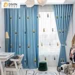 DIHIN HOME Cartoon Blue Beers Embroidered Curtains,Grommet Window Curtain for Living Room ,52x63-inch,1 Panel