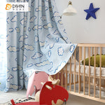 DIHINHOME Home Textile Kid's Curtain DIHIN HOME Cartoon Blue Clouds Printed,Blackout Grommet Window Curtain for Living Room,1 Panel