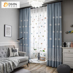 DIHINHOME Home Textile Kid's Curtain DIHIN HOME Cartoon Blue Color Cloud Jacquard,Blackout Grommet Window Curtain for Living Room