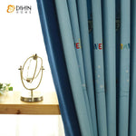 DIHINHOME Home Textile Kid's Curtain DIHIN HOME Cartoon Blue Color Spliced Curtains，Blackout Grommet Window Curtain for Living Room ,52x63-inch,1 Panel