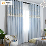 DIHINHOME Home Textile Kid's Curtain DIHIN HOME Cartoon Blue Embroidered Curtains,Blackout Grommet Window Curtain for Living Room ,52x63-inch,1 Panel