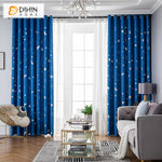 DIHINHOME Home Textile Kid's Curtain DIHIN HOME Cartoon Blue Moon and Star Printed,Blackout Grommet Window Curtain for Living Room ,52x63-inch,1 Panel