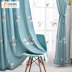DIHIN HOME Cartoon Blue Rainbow Embroidered,Blackout Grommet Window Curtain for Living Room ,52x63-inch,1 Panel