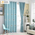 DIHIN HOME Cartoon Blue Rainbow Embroidered,Blackout Grommet Window Curtain for Living Room ,52x63-inch,1 Panel
