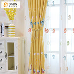 DIHINHOME Home Textile Kid's Curtain DIHIN HOME Cartoon Children Embroidered Yellow Valance,Blackout Curtains Grommet Window Curtain for Living Room ,52x84-inch,1 Panel