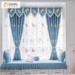 DIHINHOME Home Textile Kid's Curtain DIHIN HOME Cartoon Children Room Blue Pony Customized Valance,Blackout Curtains Grommet Window Curtain for Living Room ,52x84-inch,1 Panel