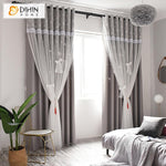 DIHIN HOME Cartoon Children Room Grey High Quality Curtain With White Lace,Blackout Curtains Grommet Window Curtain for Living Room ,52x84-inch,1 Panel