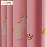 DIHINHOME Home Textile Kid's Curtain DIHIN HOME Cartoon Children Room Pink Pony Customized Valance,Blackout Curtains Grommet Window Curtain for Living Room ,52x84-inch,1 Panel
