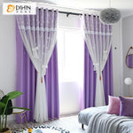 DIHIN HOME Cartoon Children Room Purple High Quality Curtain With White Lace,Blackout Curtains Grommet Window Curtain for Living Room ,52x84-inch,1 Panel