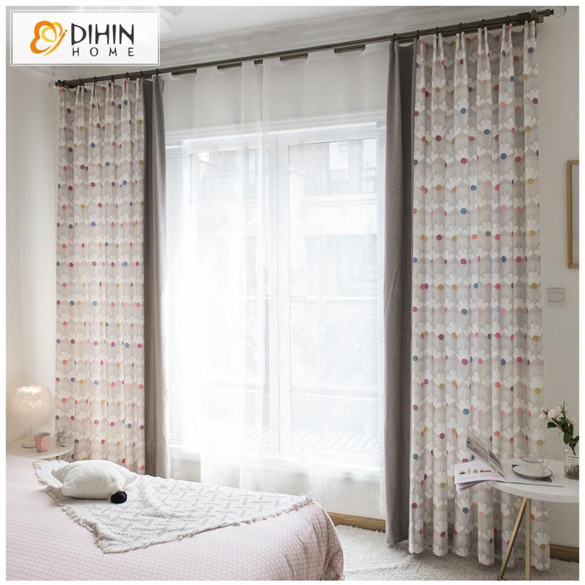 DIHINHOME Home Textile Kid's Curtain DIHIN HOME Cartoon Children Room Spliced Curtains，Blackout Grommet Window Curtain for Living Room ,52x63-inch,1 Panel