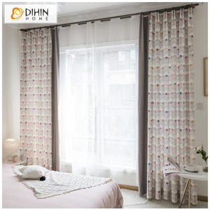 DIHINHOME Home Textile Kid's Curtain DIHIN HOME Cartoon Children Room Spliced Curtains，Blackout Grommet Window Curtain for Living Room ,52x63-inch,1 Panel