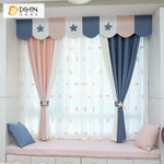 DIHIN HOME Cartoon Children Stars Three Colors Printed Curtain With Valance,Blackout Curtains Grommet Window Curtain for Living Room ,52x84-inch,1 Panel