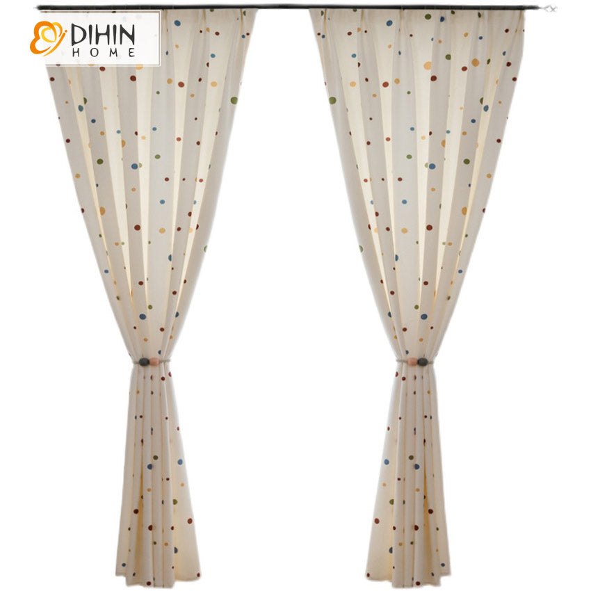 DIHINHOME Home Textile Kid's Curtain DIHIN HOME Cartoon Colorful Dots Printed,Blackout Grommet Window Curtain for Living Room,1 Panel