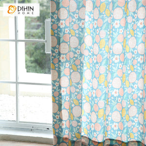 DIHINHOME Home Textile Kid's Curtain DIHIN HOME Cartoon Colorful Lemon Printed,Blackout Grommet Window Curtain for Living Room ,52x63-inch,1 Panel