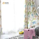 DIHINHOME Home Textile Kid's Curtain DIHIN HOME Cartoon Elephants Printed Curtain ,Cotton Linen ,Blackout Grommet Window Curtain for Living Room ,52x63-inch,1 Panel