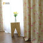 DIHINHOME Home Textile Kid's Curtain DIHIN HOME Cartoon Flamingo Printed Curtain ,Cotton Linen ,Blackout Grommet Window Curtain for Living Room ,52x63-inch,1 Panel
