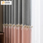 DIHIN HOME Cartoon Grey and Pink Curtains With Flower Lace,Blackout Grommet Window Curtain for Living Room ,52x63-inch,1 Panel