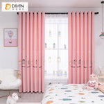DIHIN HOME Cartoon House Pink Color Embroidered Curtains,Grommet Window Curtain for Living Room ,52x63-inch,1 Panel