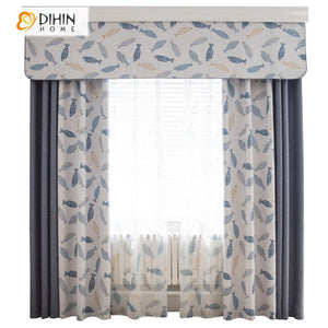 DIHIN HOME Cartoon Little Fish Printed Curtain With Valance,Blackout Curtains Grommet Window Curtain for Living Room ,52x84-inch,1 Panel