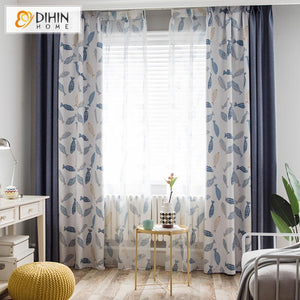 DIHIN HOME Cartoon Little Fish Printed Curtain With Valance,Blackout Curtains Grommet Window Curtain for Living Room ,52x84-inch,1 Panel