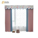 DIHIN HOME Cartoon Little Princess Blue and Pink Curtain With Valance,Blackout Curtains Grommet Window Curtain for Living Room ,52x84-inch,1 Panel