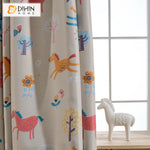 DIHINHOME Home Textile Kid's Curtain DIHIN HOME Cartoon Lovely Horse Printed,Blackout Grommet Window Curtain for Living Room,1 Panel
